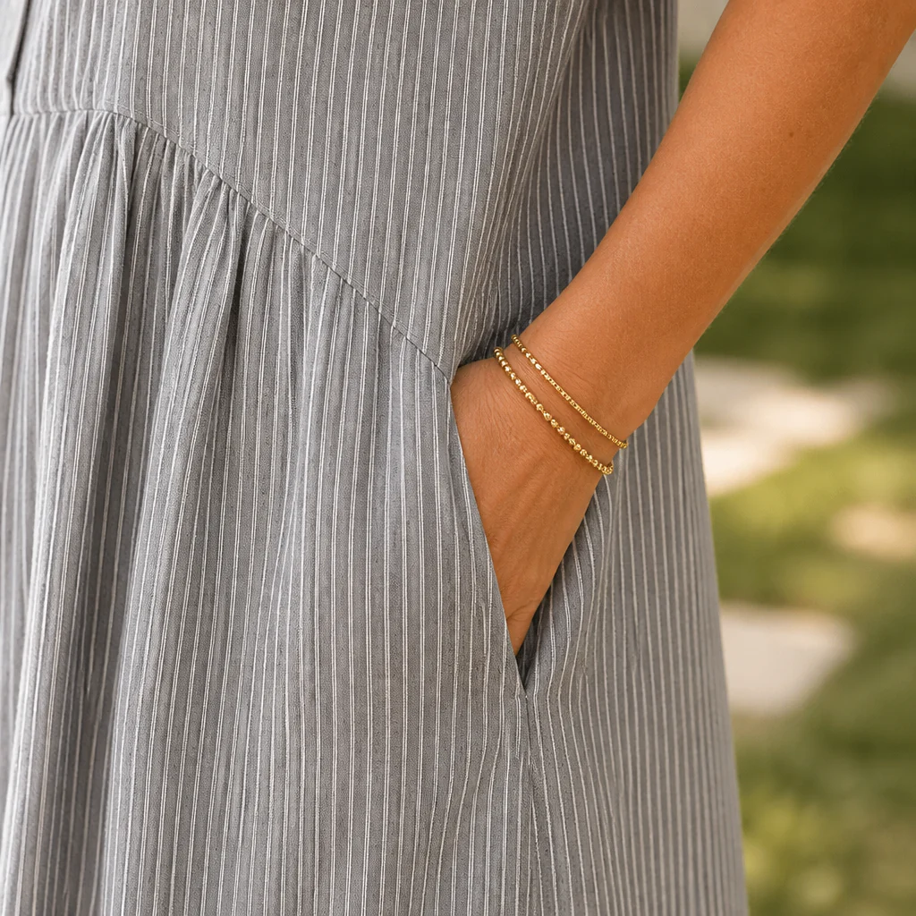 LunaVerve™ – Breezy Striped Button-Front Midi Shirt Dress - Image 7