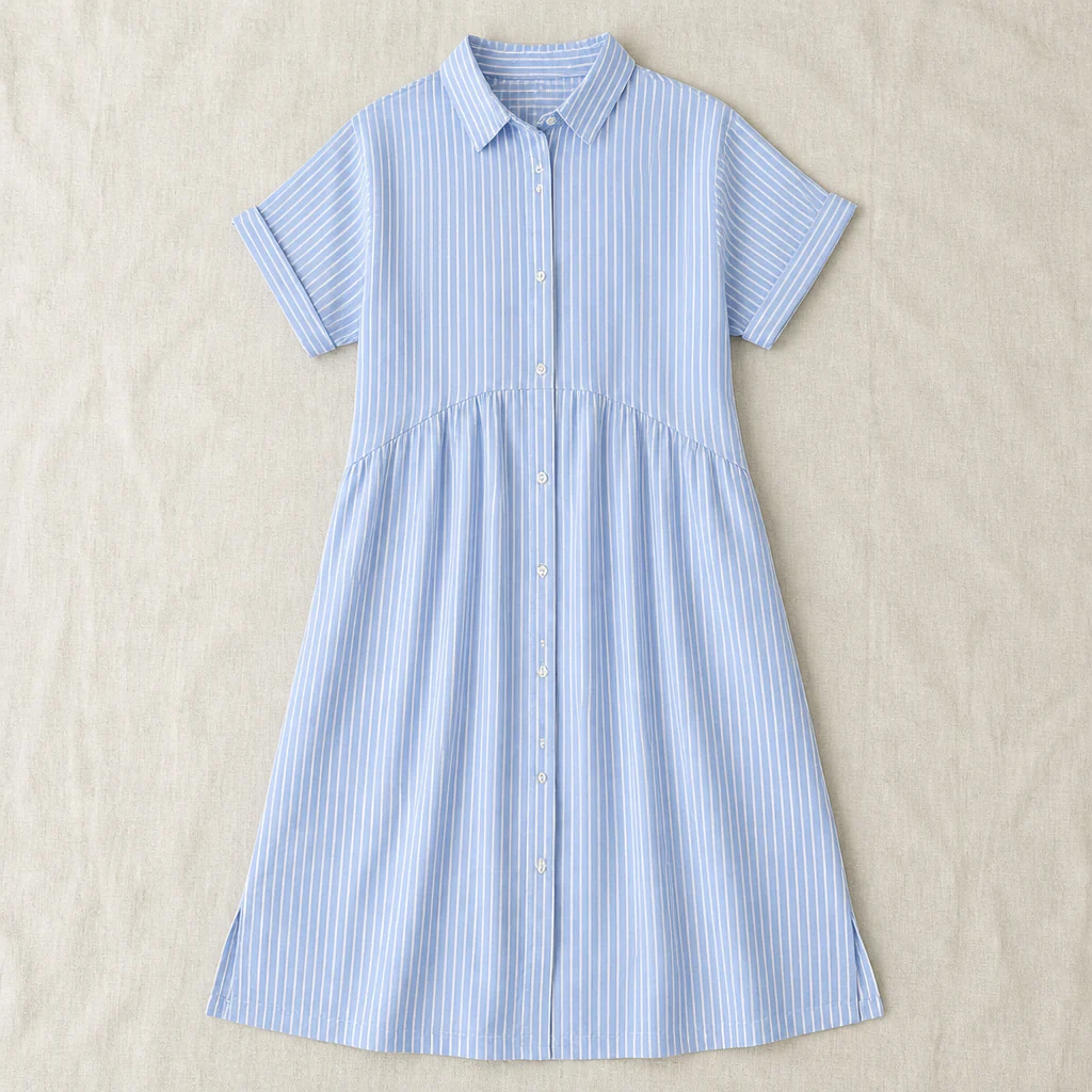 LunaVerve™ – Breezy Striped Button-Front Midi Shirt Dress - Image 9