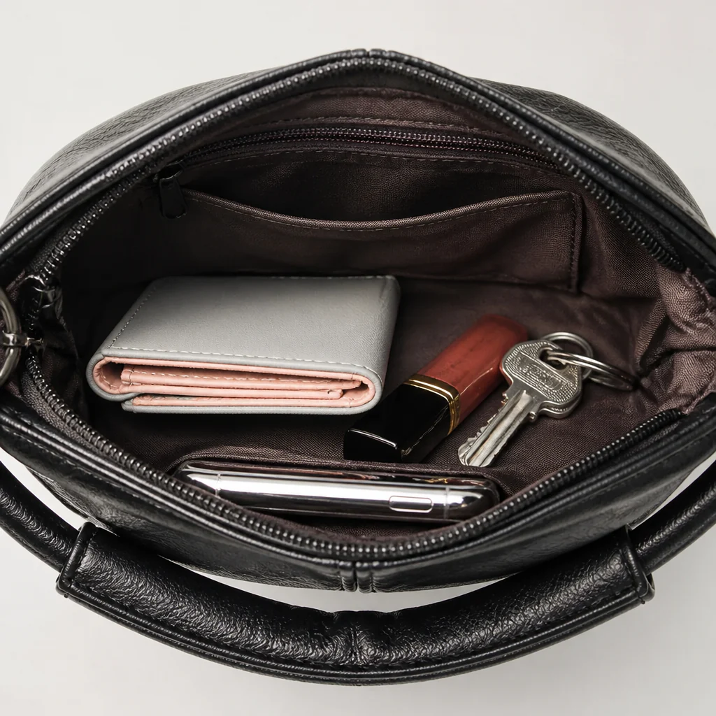 LuxeAura™ – Soft Pleated PU Leather Crossbody Bag with Silver Zip Detail - Image 8
