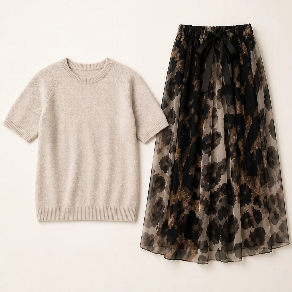 LuxuryLynx™ – Soft Knit Top & Flowing Leopard Print Maxi Skirt Set - Image 10