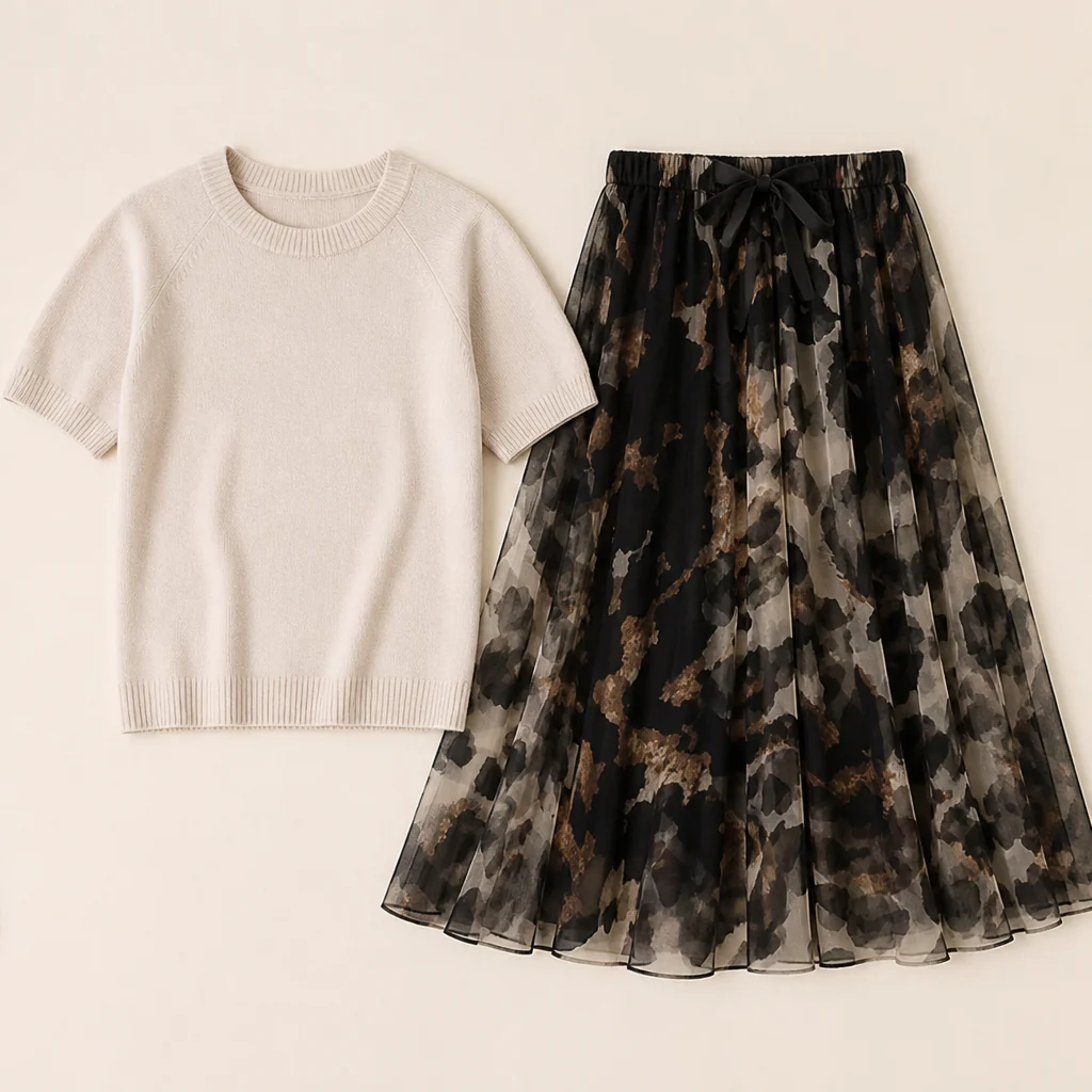 LuxuryLynx™ – Soft Knit Top & Flowing Leopard Print Maxi Skirt Set - Image 4
