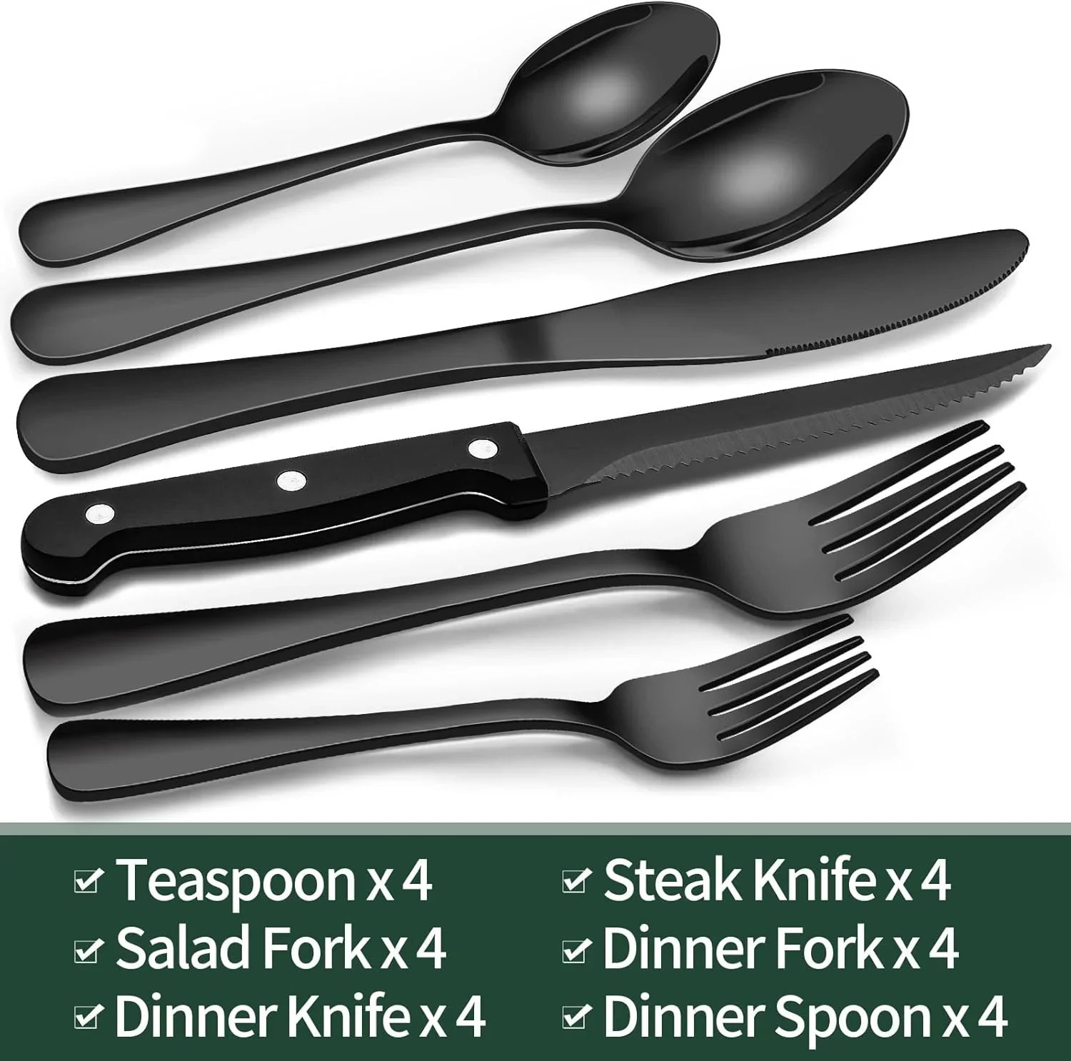 Matte Black Tableware Set - Elegant Organization for Every Dinner - Image 4