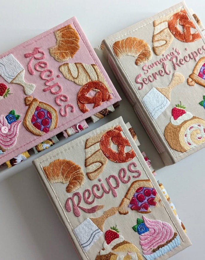 Notebook | Handcrafted Recipe Journal | Embroidered Textile Cover | RecipeHeart - Image 4