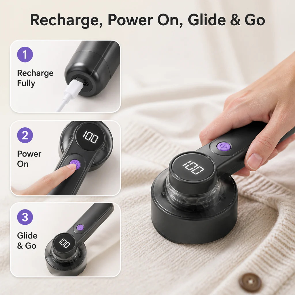 Novara™ — Smart Electric Lint Remover Rechargeable Fabric Shaver - Image 3