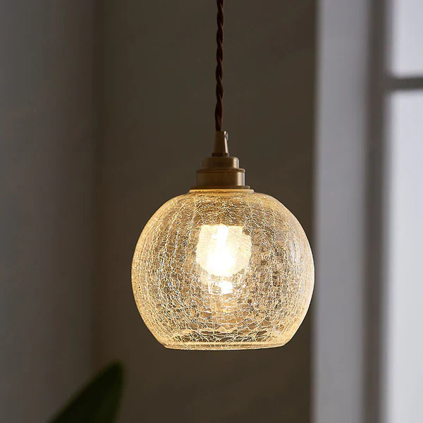 Pendant Light Glass Industrial Style with Textured Globe Shade - Image 10