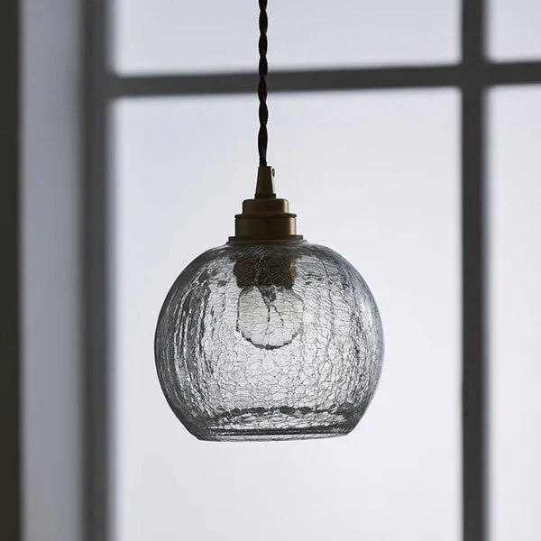 Pendant Light Glass Industrial Style with Textured Globe Shade - Image 2
