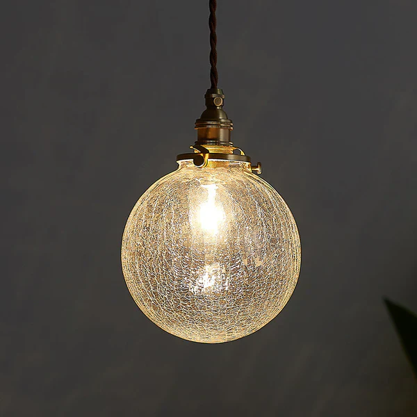 Pendant Light Glass Industrial Style with Textured Globe Shade - Image 9
