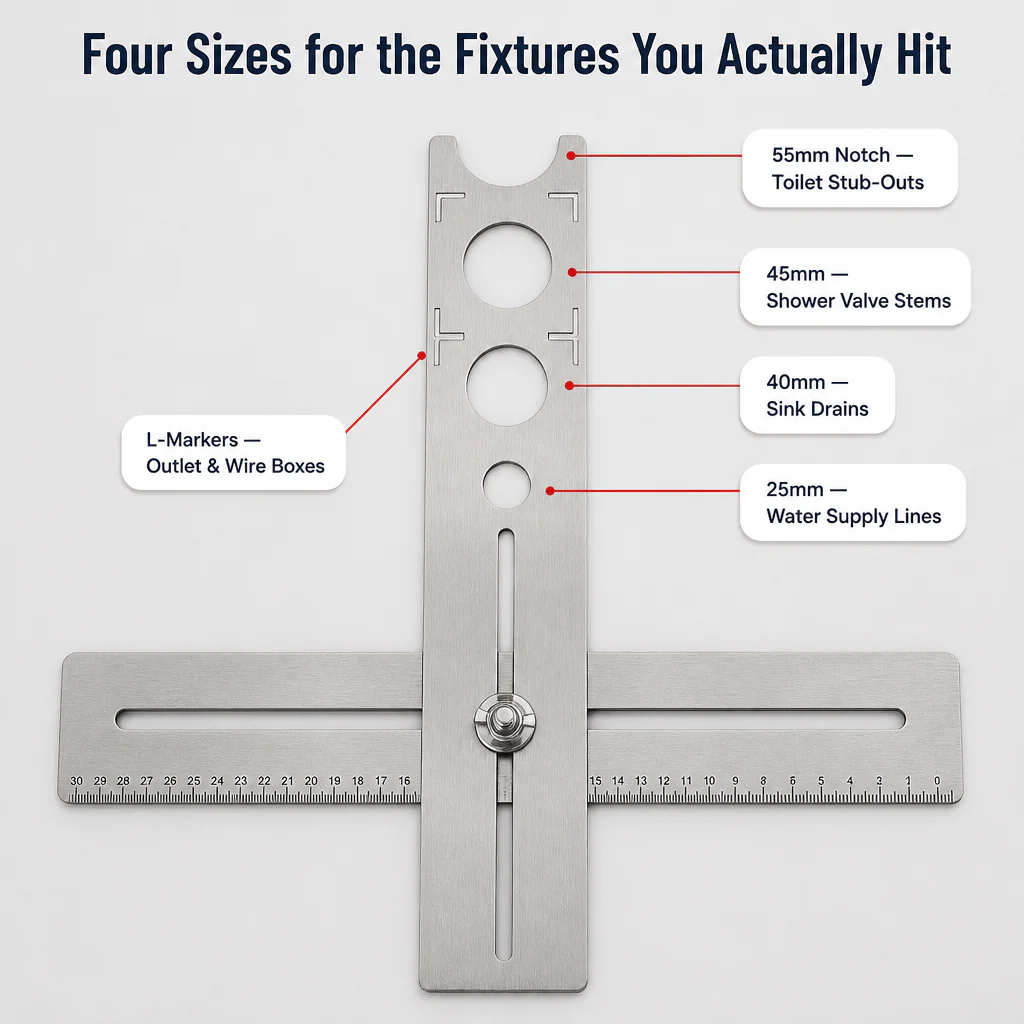 PrecisionPivot™ Tile Hole Locator — Mark Pipe & Outlet Holes Without Cracking a Single Tile - Image 3