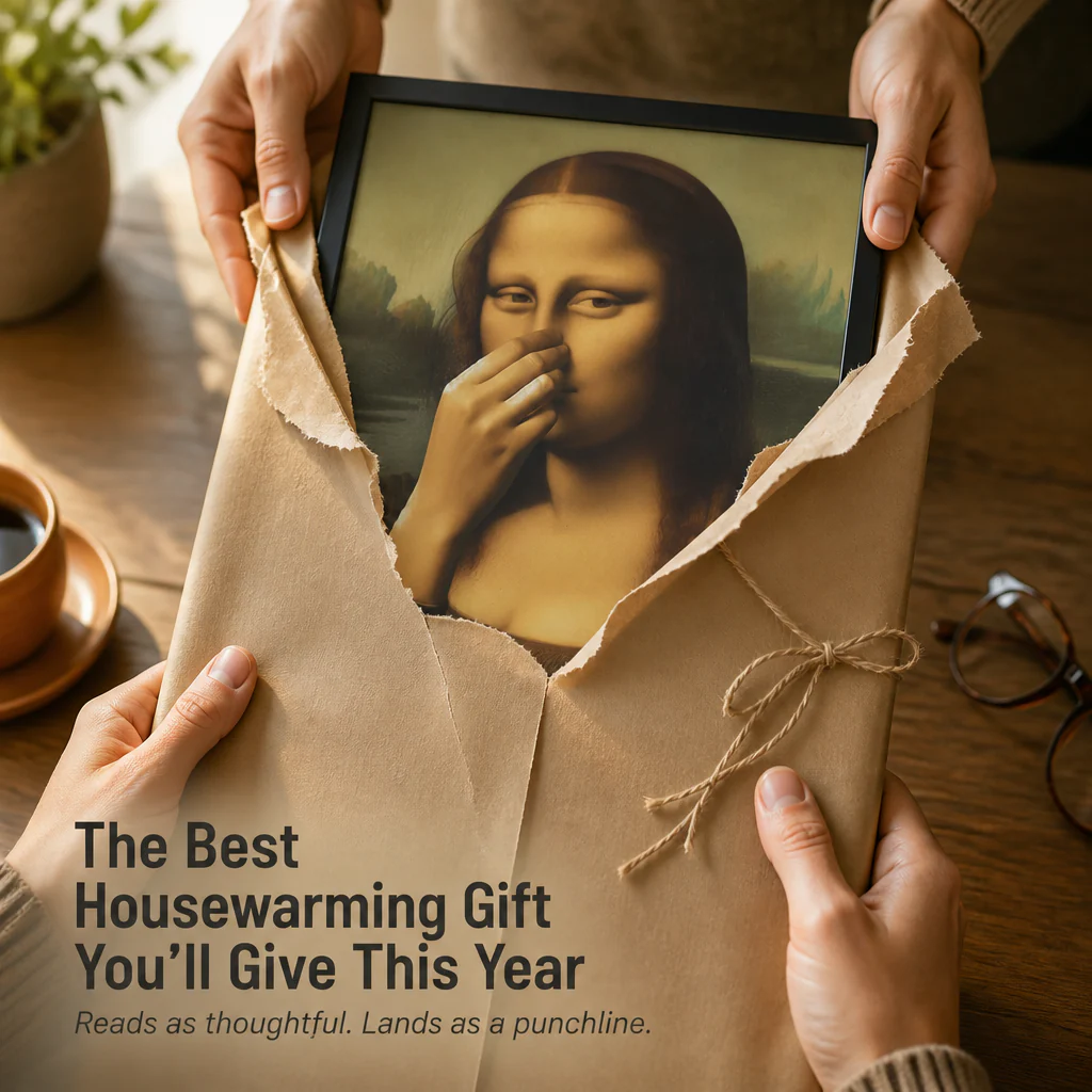 QuirkyCharm™ — Hang Mona Lisa Pinching Her Nose Above Your Toilet - Image 8