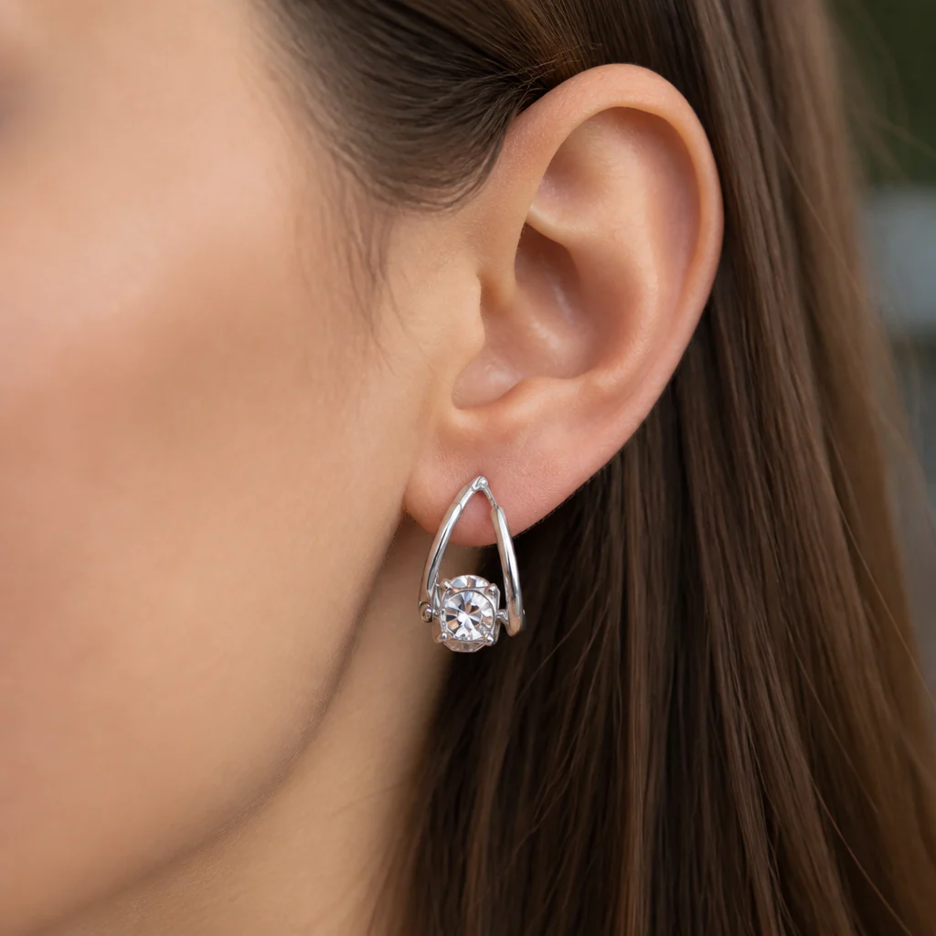 Lumelle™ – Crystal Solitaire Drop Hoop Earrings - Image 5