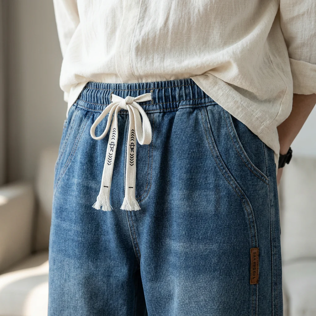 RamoraStride™ – Relaxed Straight Leg Jeans with Drawstring Waist - Image 5
