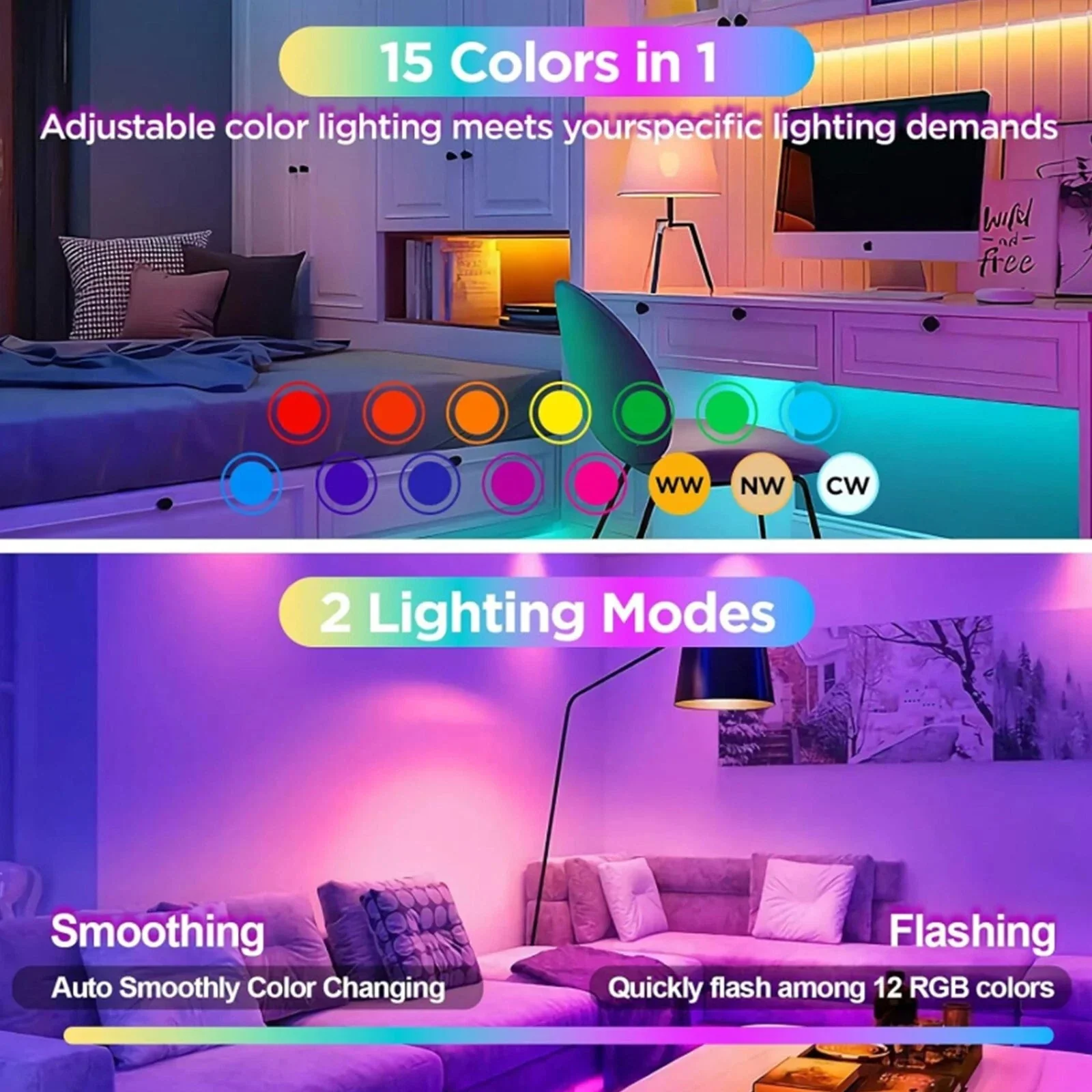 Rechargeable E27 RGB LED Lamp with Remote Control – Wire-Free Setup - Image 8