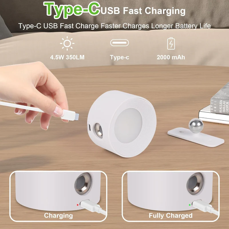 Rechargeable LED Wall Lamp with 360° Rotatable Head – Touch Sensor, Wire-Free Installation - Image 11