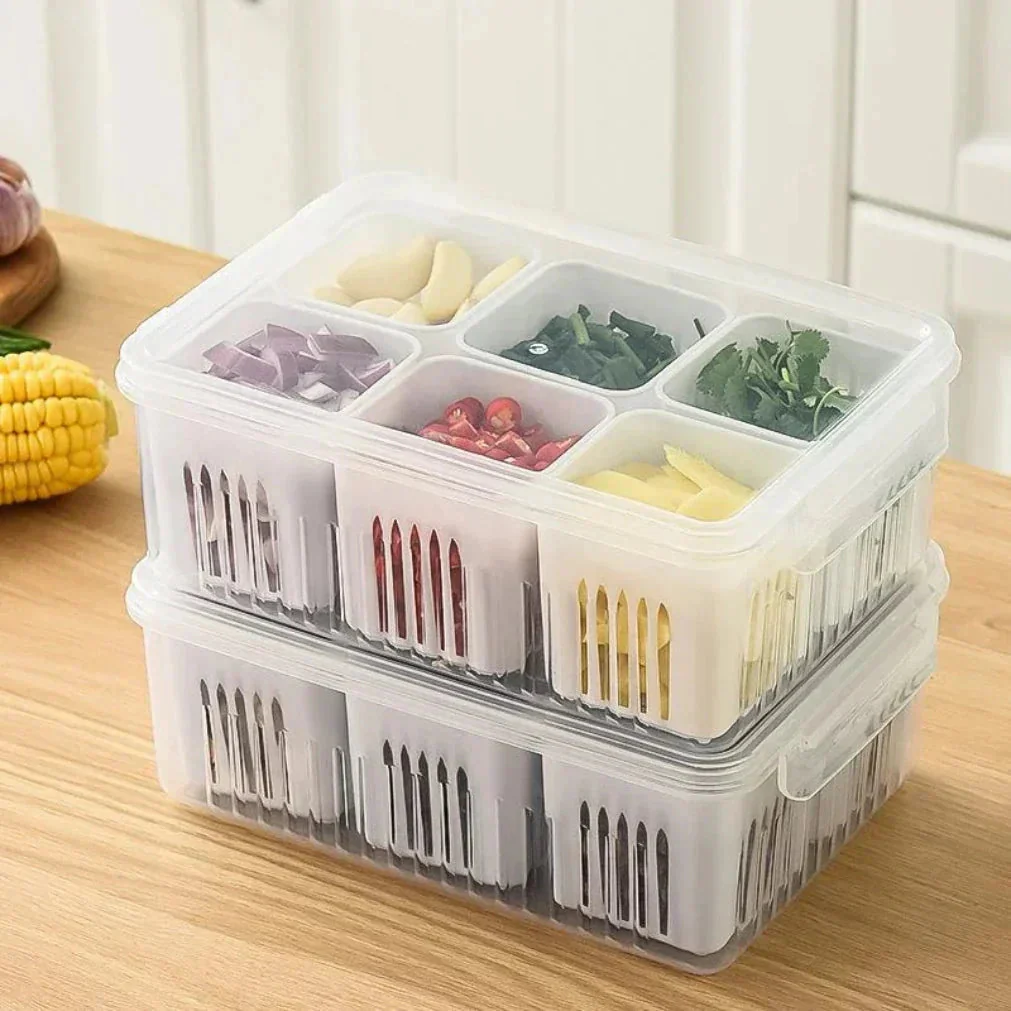 Refrigerator Storage Container | Moisture-Resistant Drain Insert | Stackable Tray | CoolClear - Image 2