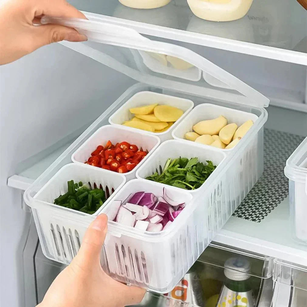 Refrigerator Storage Container | Moisture-Resistant Drain Insert | Stackable Tray | CoolClear - Image 7
