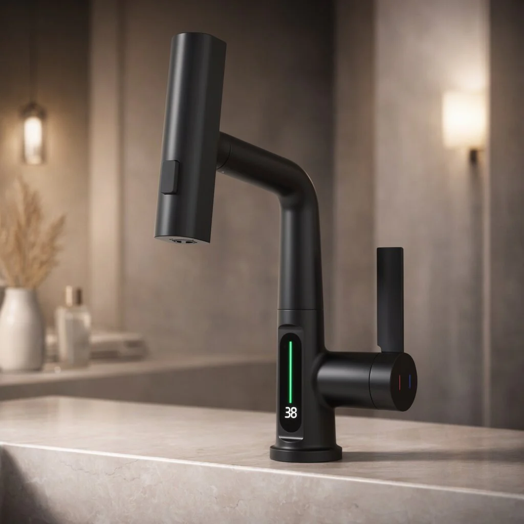 Retractable Kitchen Faucet with LED Light and 5 Spray Options - Image 13