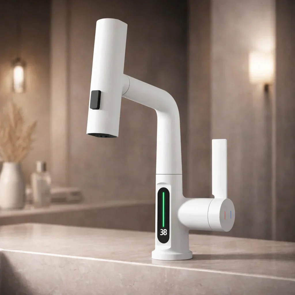 Retractable Kitchen Faucet with LED Light and 5 Spray Options - Image 14