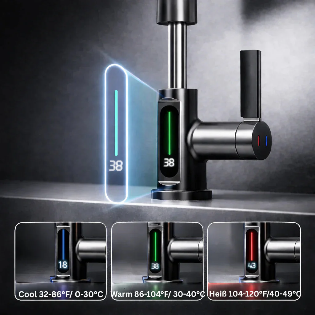Retractable Kitchen Faucet with LED Light and 5 Spray Options - Image 3