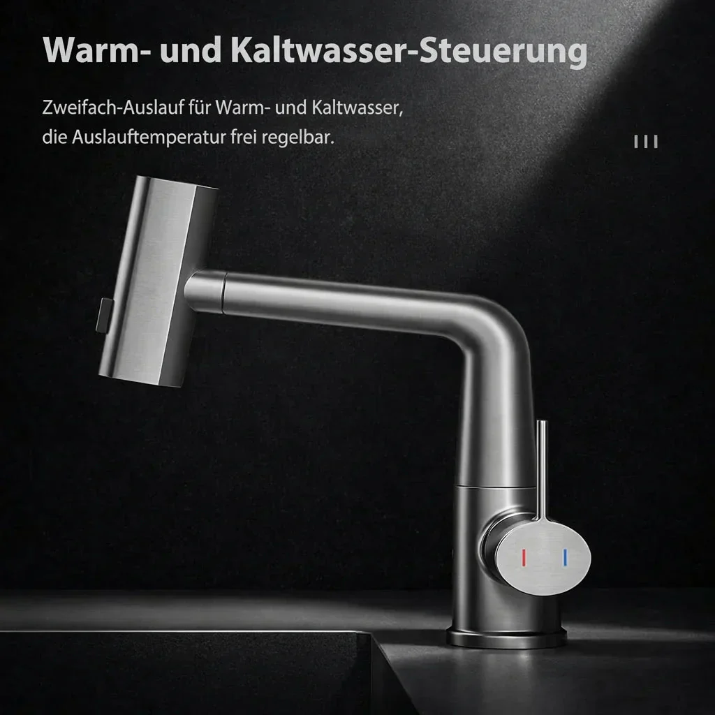 Retractable Kitchen Faucet with LED Light and 5 Spray Options - Image 6