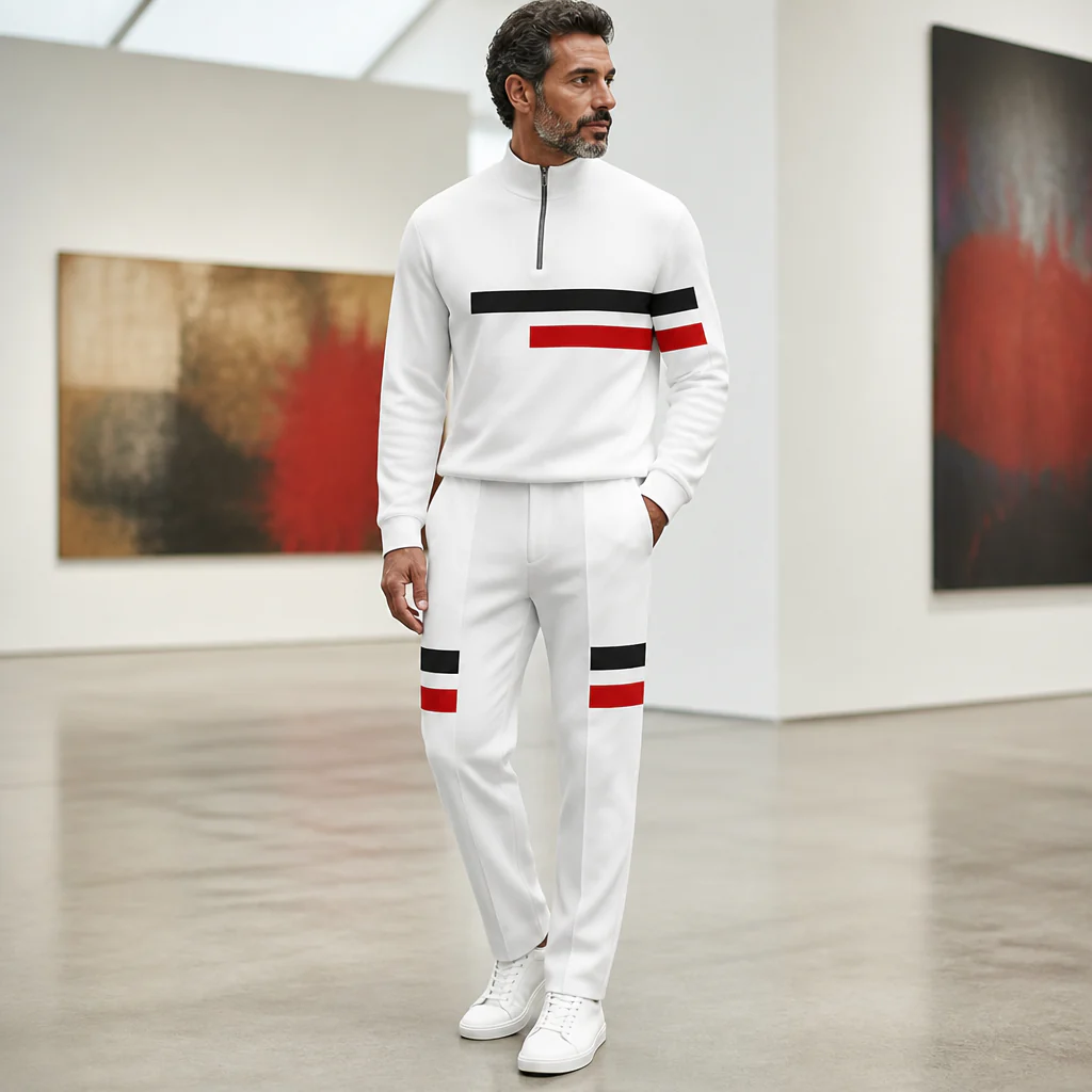 RevitaFit™ – Bold Color-Block Two-Piece Set with Half-Zip Mock Neck - Image 2