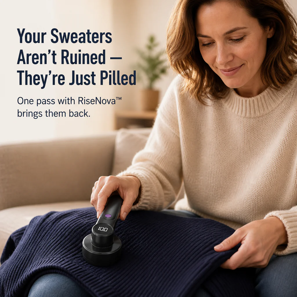 RiseNova™ Fabric Shaver — Lift Off Pills and Make Tired Sweaters Look New Again