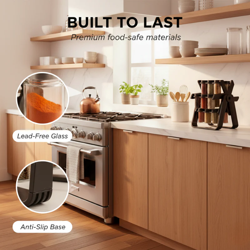 Rotatable Spice Holder | Collapsible Rack | Glass Jars | AromaDock - Image 4