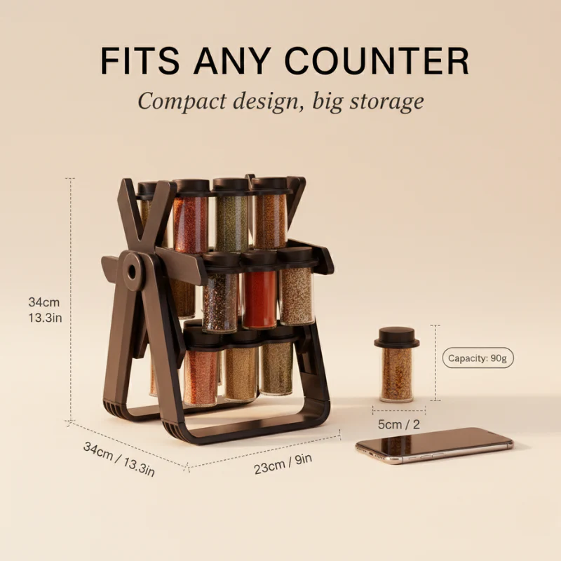 Rotatable Spice Holder | Collapsible Rack | Glass Jars | AromaDock - Image 5