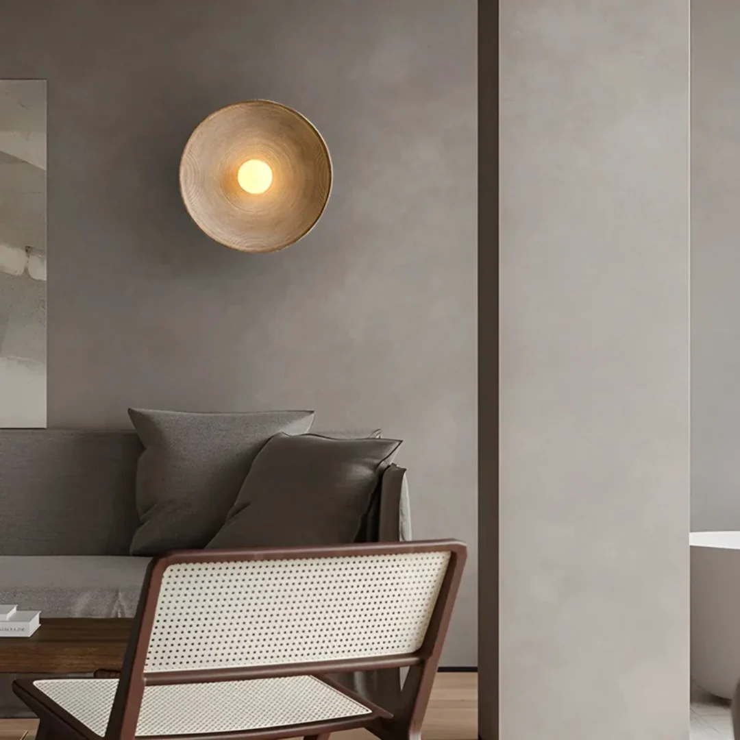 Round Wall Lamp Crafted from Glass & Resin – Wabi-Sabi Design, Tri-Color Scheme