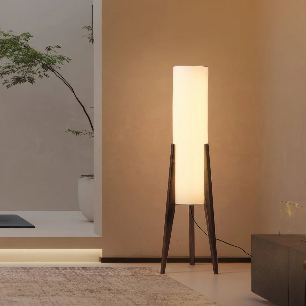 Scandinavian Style Floor Lamp with Walnut Base and Adjustable LED - Image 4