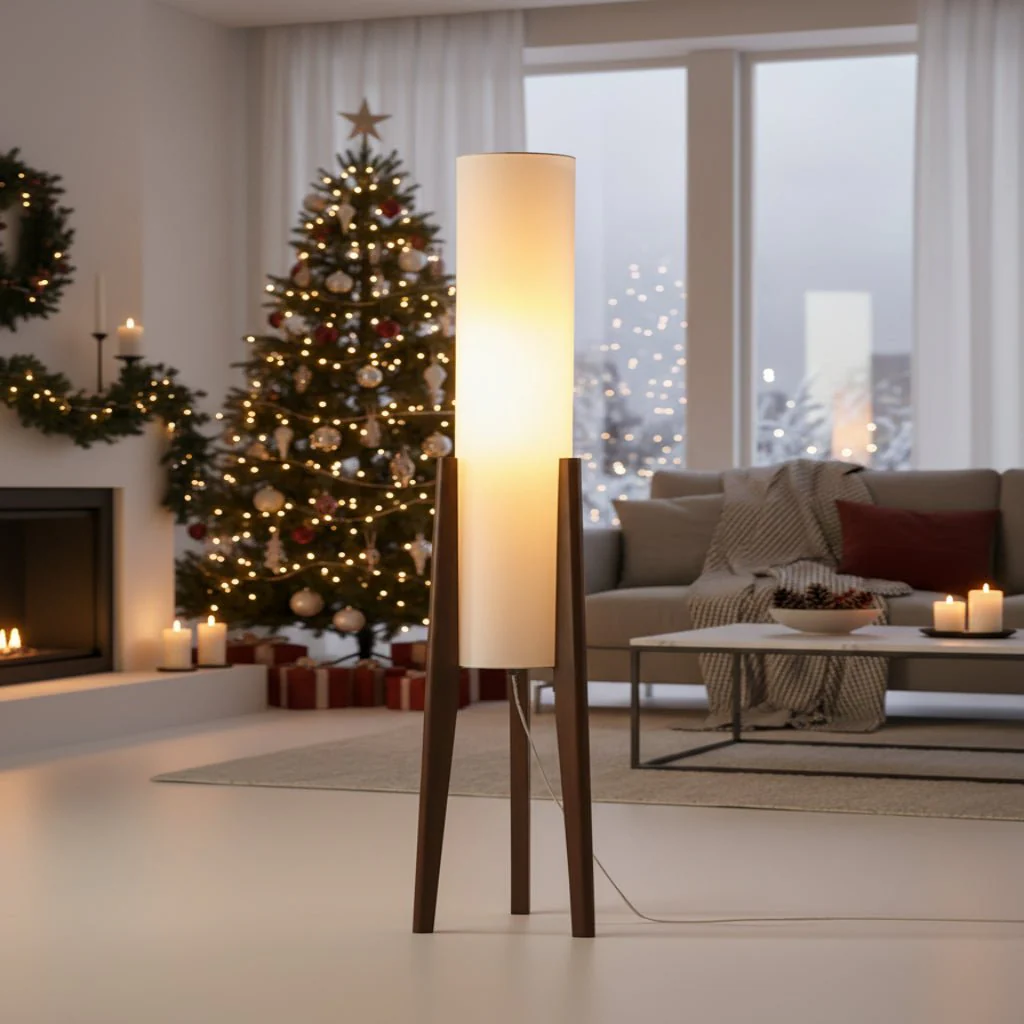 Scandinavian Style Floor Lamp with Walnut Base and Adjustable LED - Image 5
