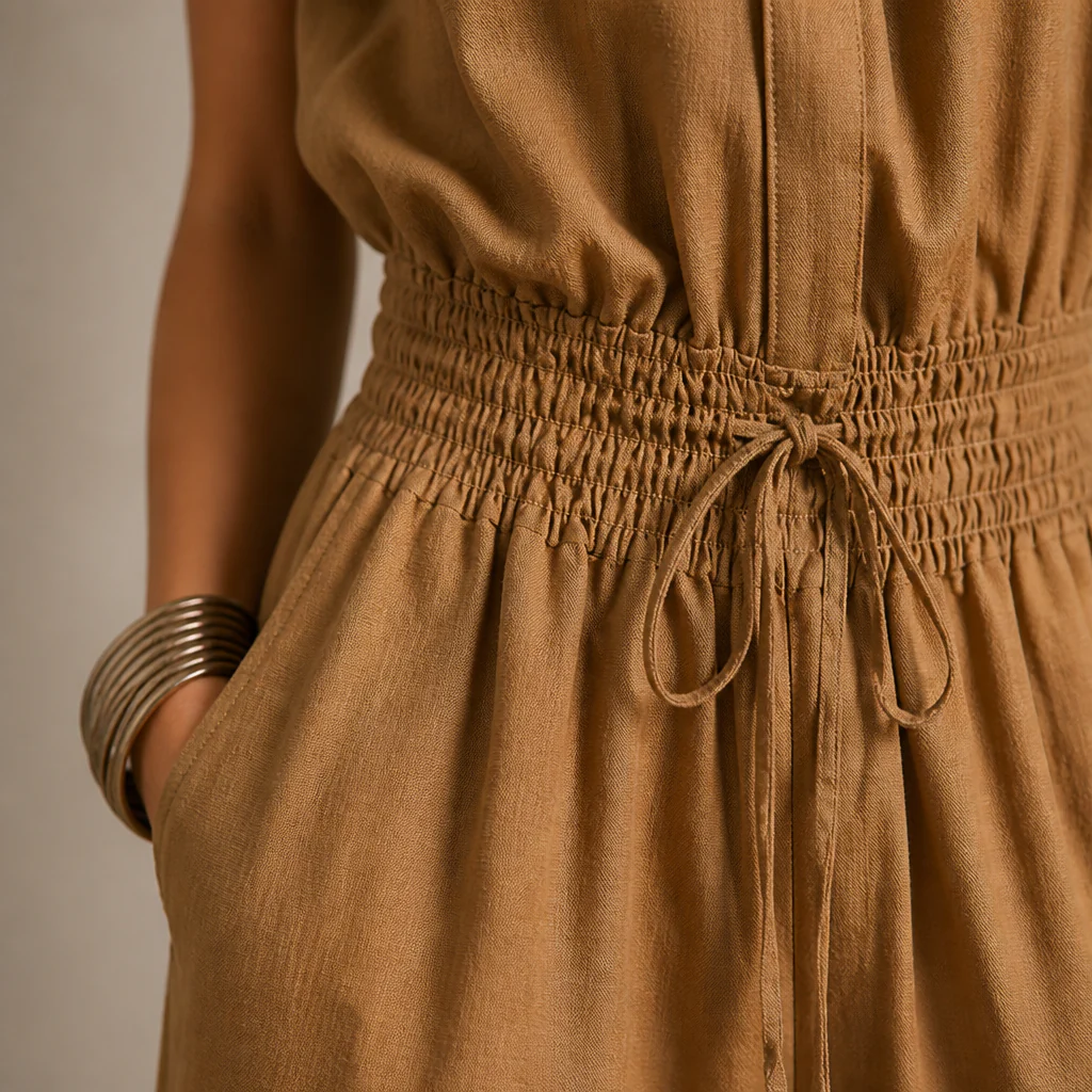 SerenAir™ – Relaxed Wide-Leg Jumpsuit with Smocked Drawstring Waist - Image 6
