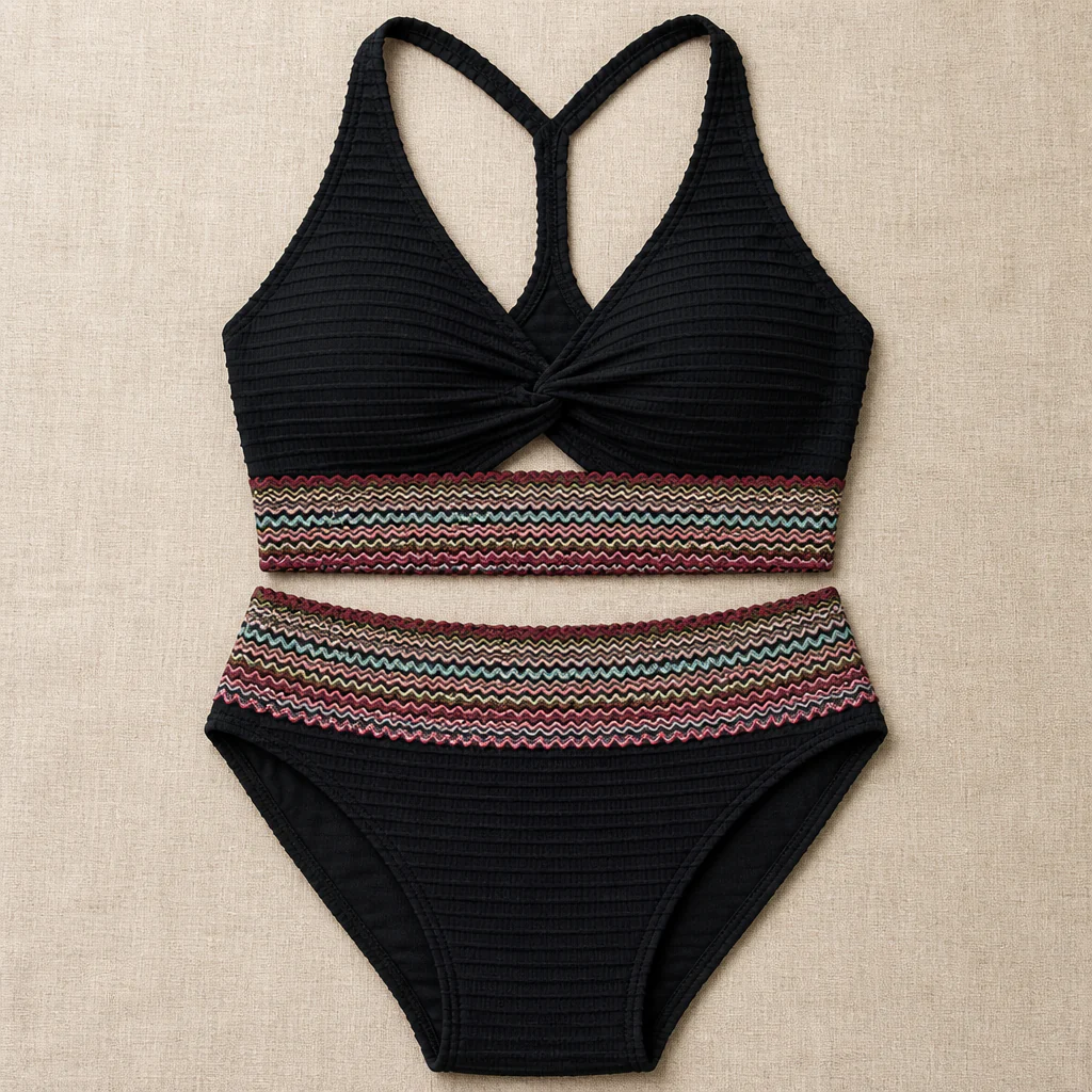 SereneShape™ – High-Waist Smocked Two-Piece Swimsuit with Tummy-Shaping Band - Image 3