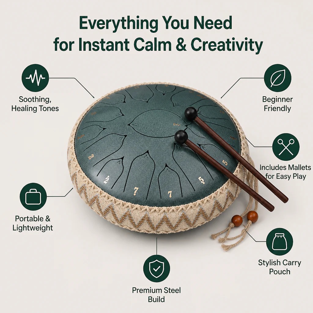 SereniTone™ Steel Tongue Drum — Instantly Melt Stress and Unlock Your Creative Flow - Image 21