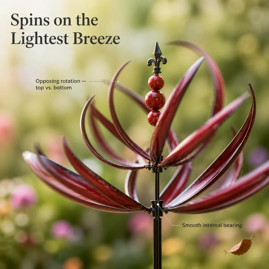 SereniWind™ — Watch the Lightest Breeze Bloom a Slow-Spinning Metal Lotus - Image 3