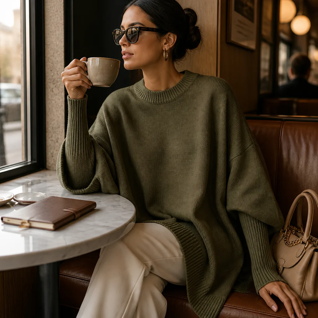 SerenoWave™ – Effortless Asymmetric Poncho Sweater with Batwing Sleeves - Image 2