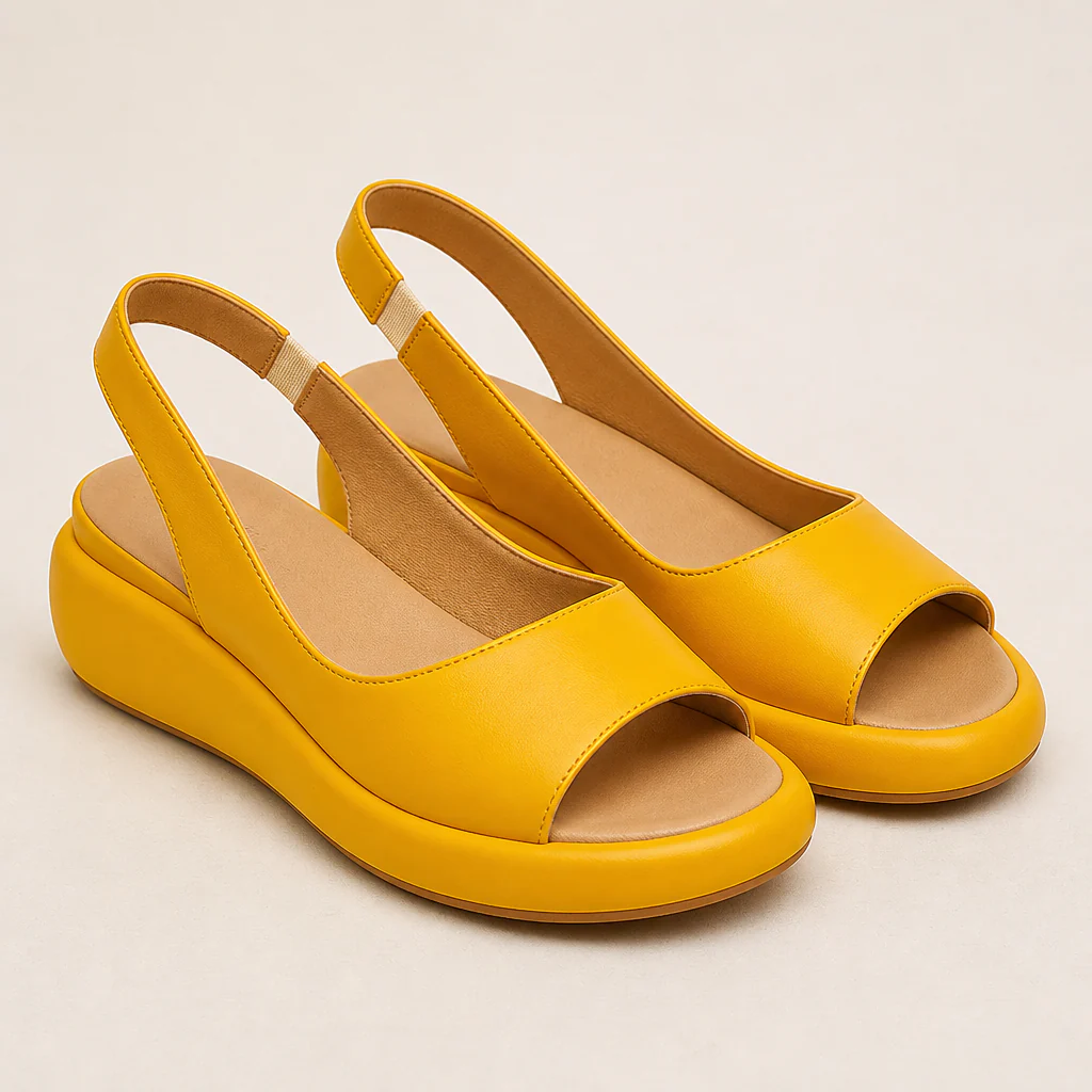 SerenStep™ – Cushioned Leather Slingback Wedge Sandals with Open Peep Toe - Image 3