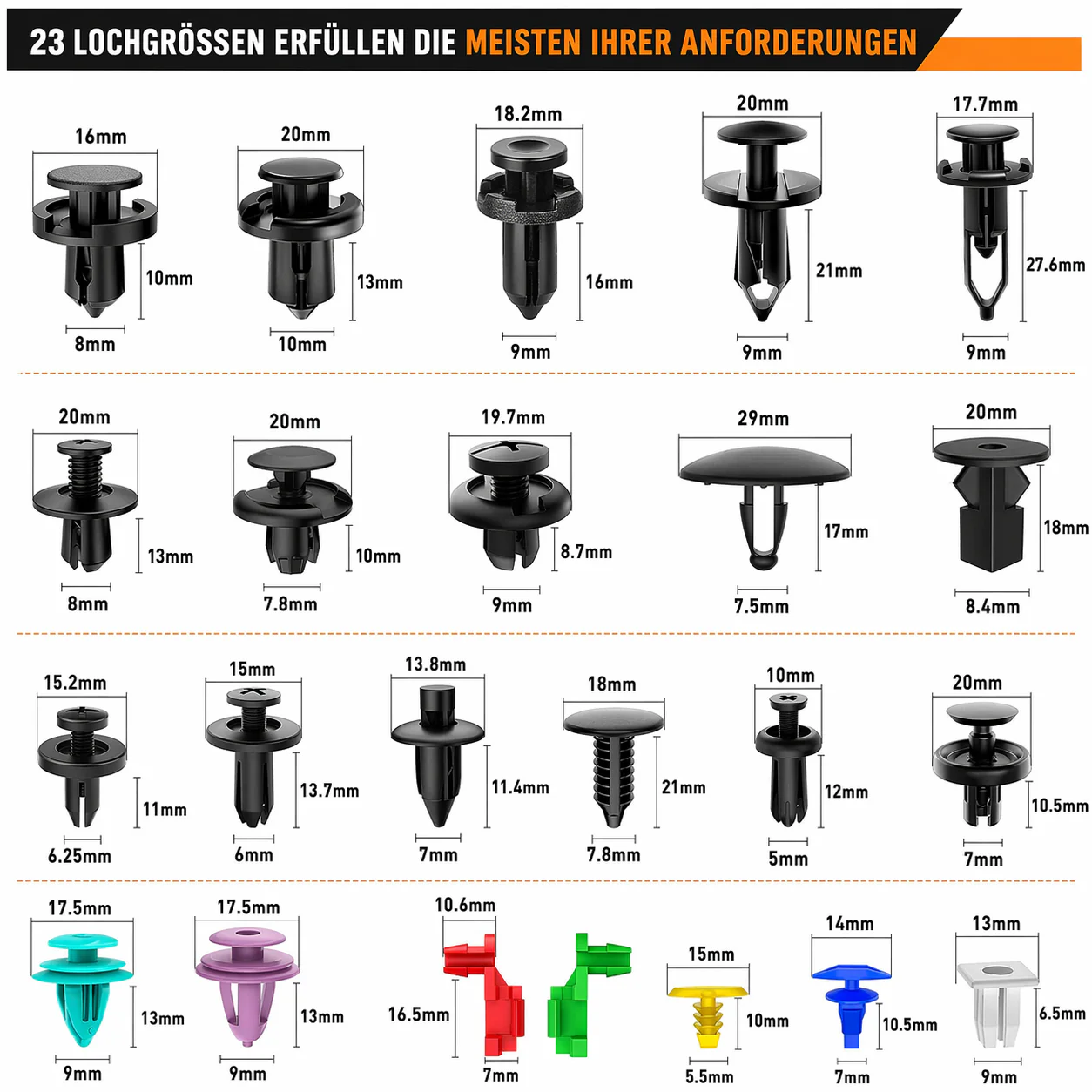 Set of 680 Automotive Fastening Clips - Image 6