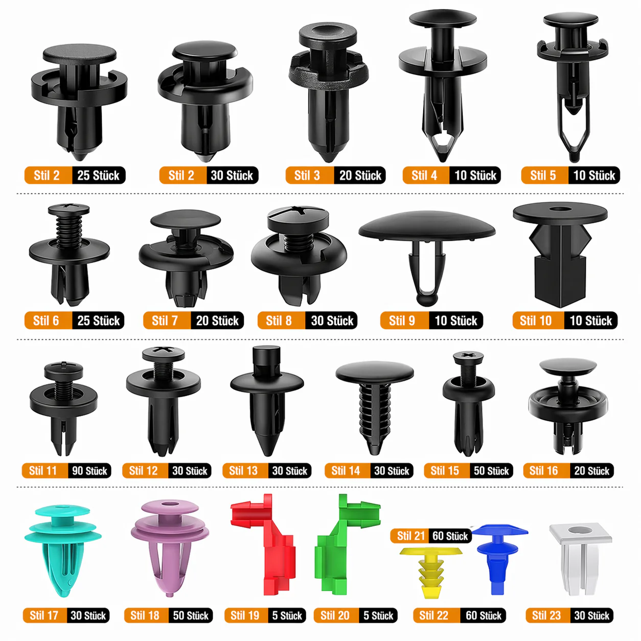 Set of 680 Automotive Fastening Clips - Image 7