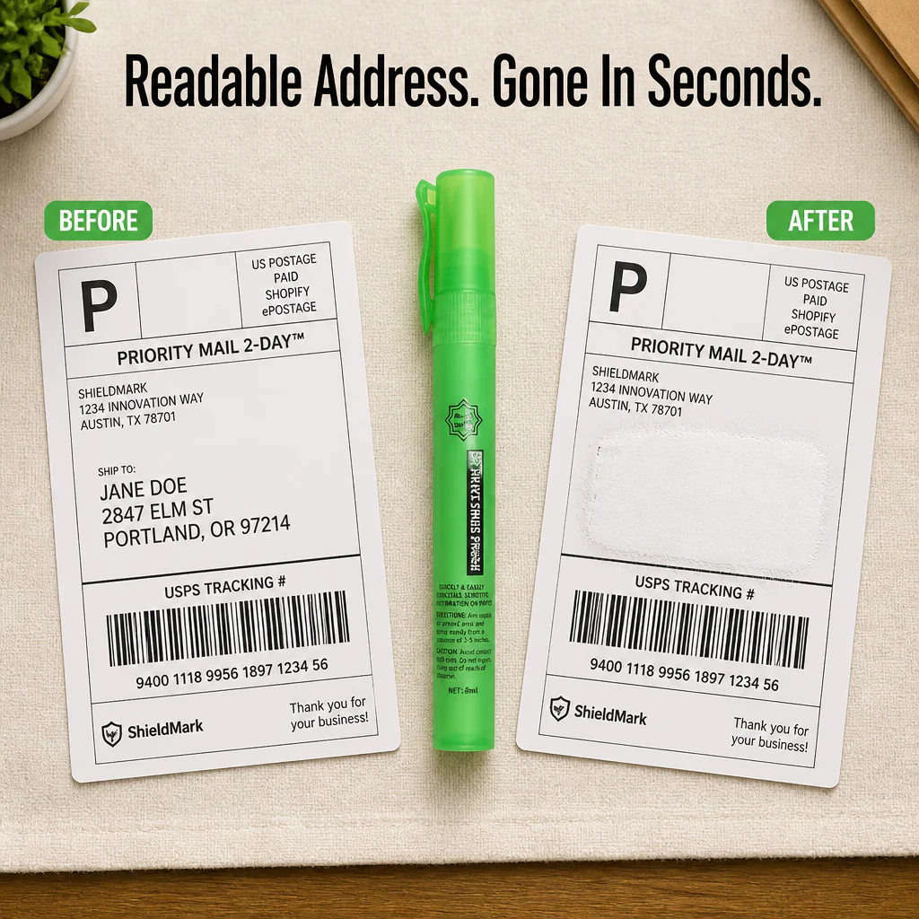 ShieldMark™ — Spray Names, Addresses & Barcodes Off Any Shipping Label - Image 3