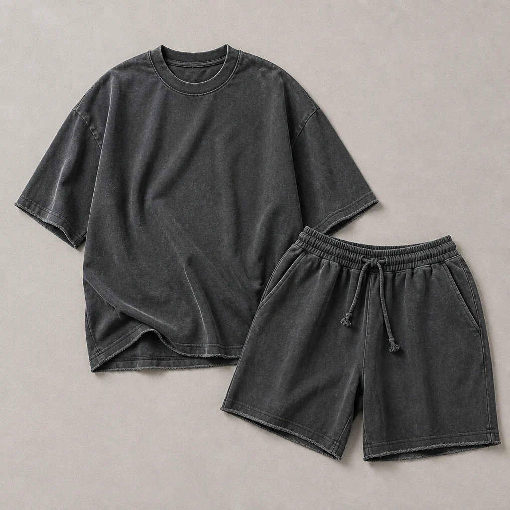 SilhouetteAura™ – Oversized Raw-Edge Cotton Tee and Shorts Set - Image 10