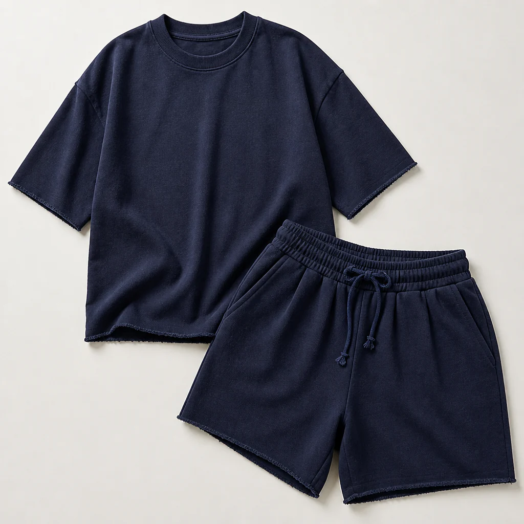 SilhouetteAura™ – Oversized Raw-Edge Cotton Tee and Shorts Set - Image 11