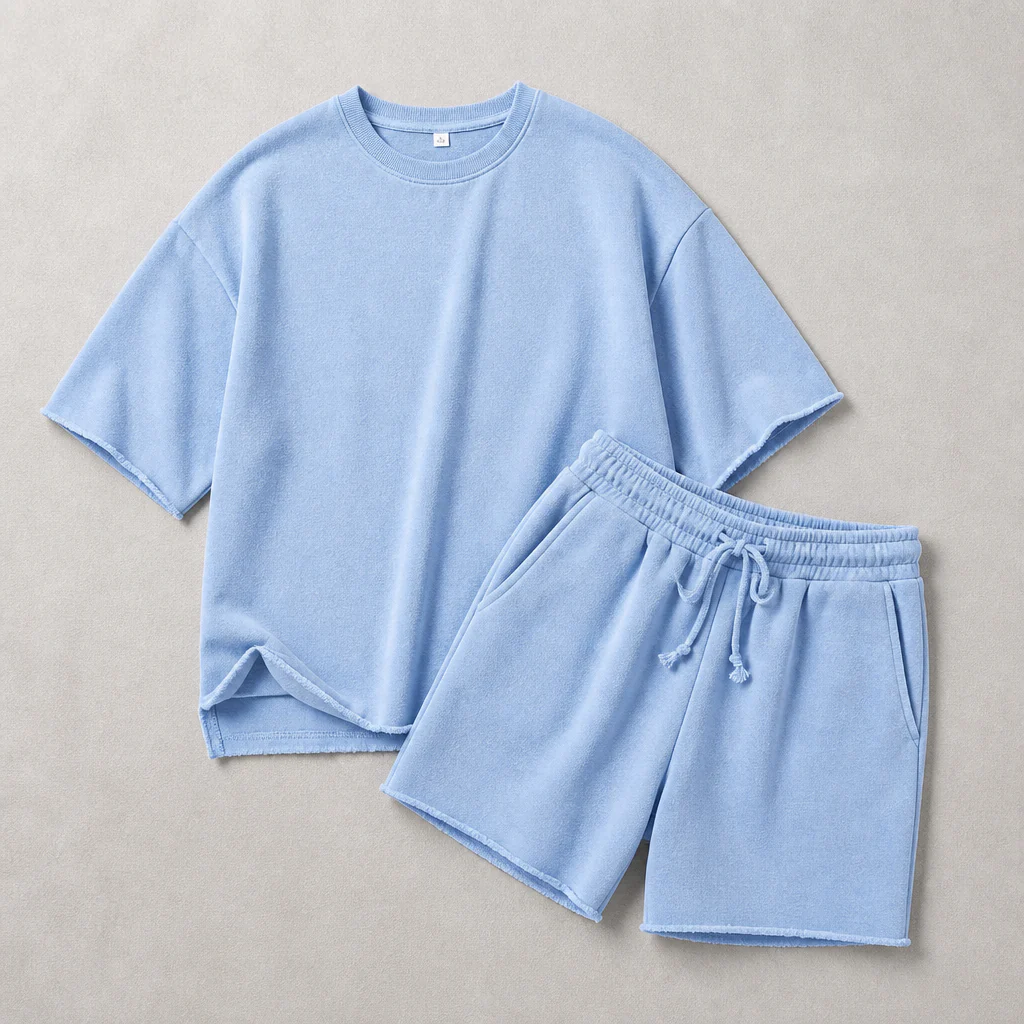 SilhouetteAura™ – Oversized Raw-Edge Cotton Tee and Shorts Set - Image 13