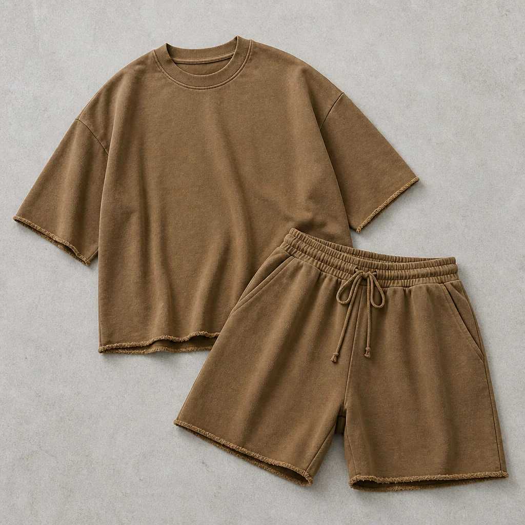 SilhouetteAura™ – Oversized Raw-Edge Cotton Tee and Shorts Set - Image 14