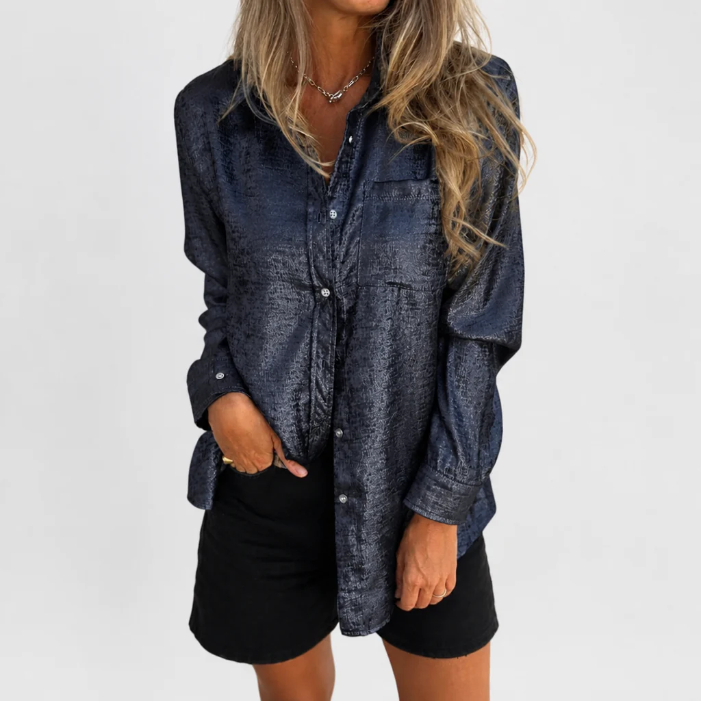 SilkenShade™ – Lustrous Metallic Button-Up Shirt with Lapel Collar - Image 12