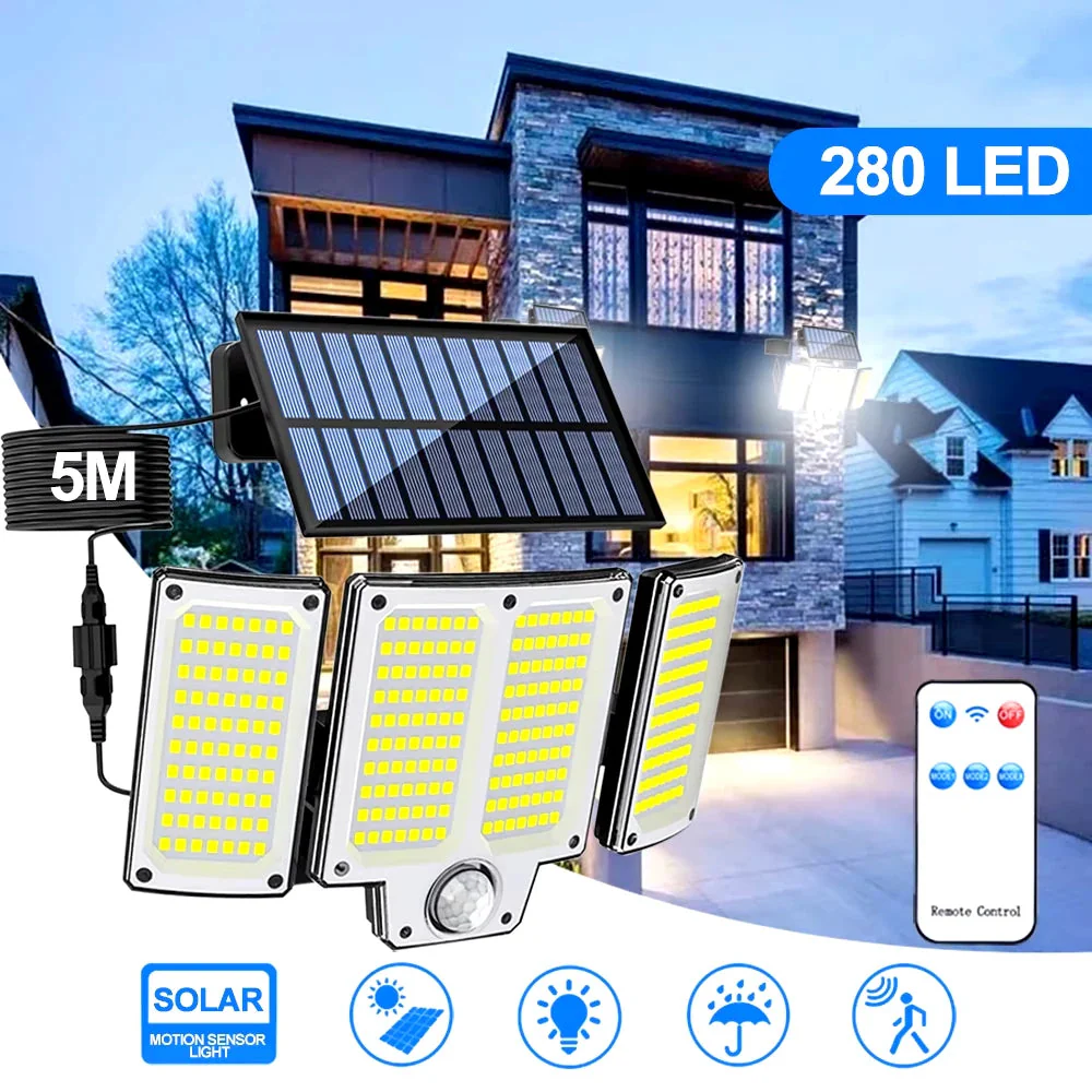 Solar Outdoor Wall Light with Motion Detector – 106/144/280 LEDs - Image 4