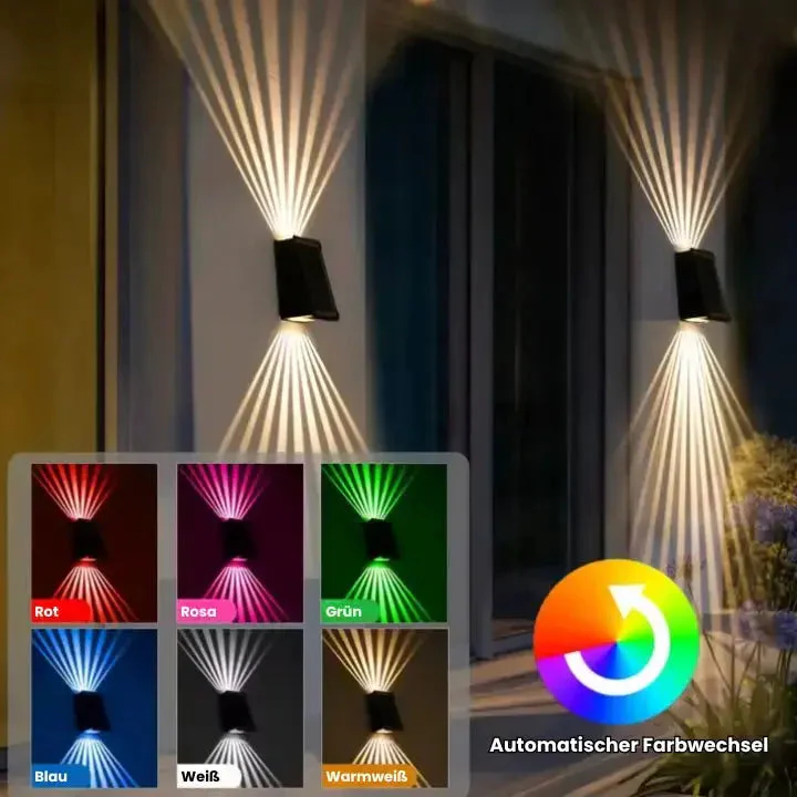 Solar Outdoor Wall Light with RGB & Warm White – Wireless & Automatic - Image 2