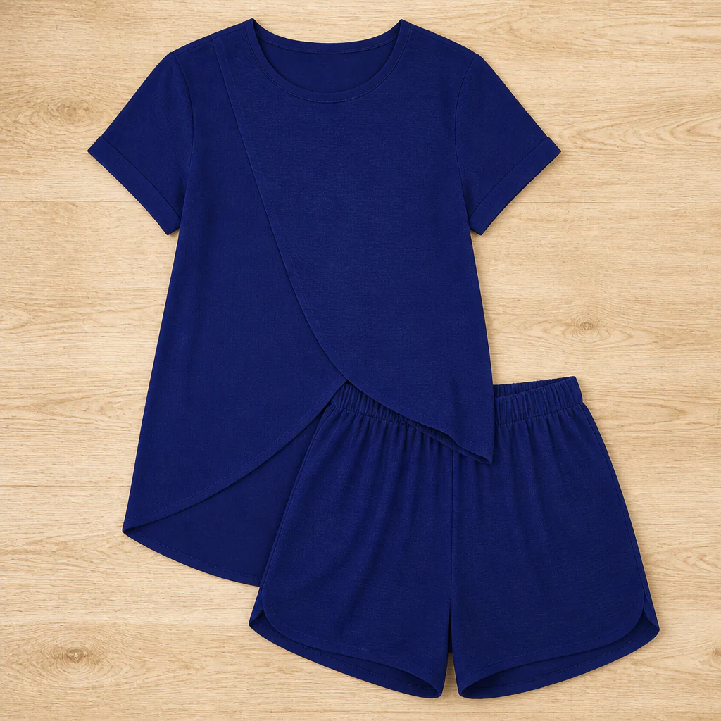 SolaraEase™ – Relaxed Tulip-Hem Top & Shorts Summer Set - Image 11