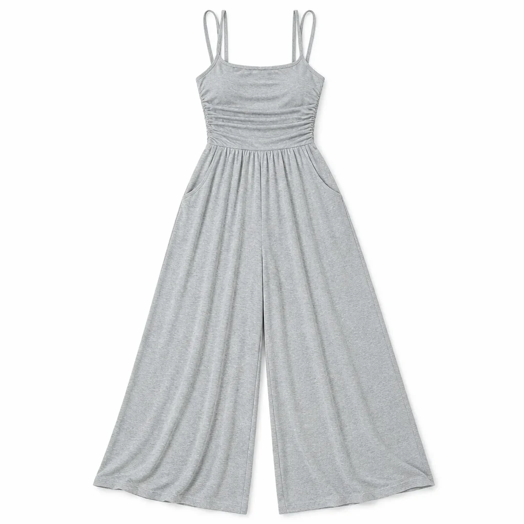 SolaraWave™ – Flowy Wide-Leg Summer Jumpsuit with Ruched Bodice - Image 12