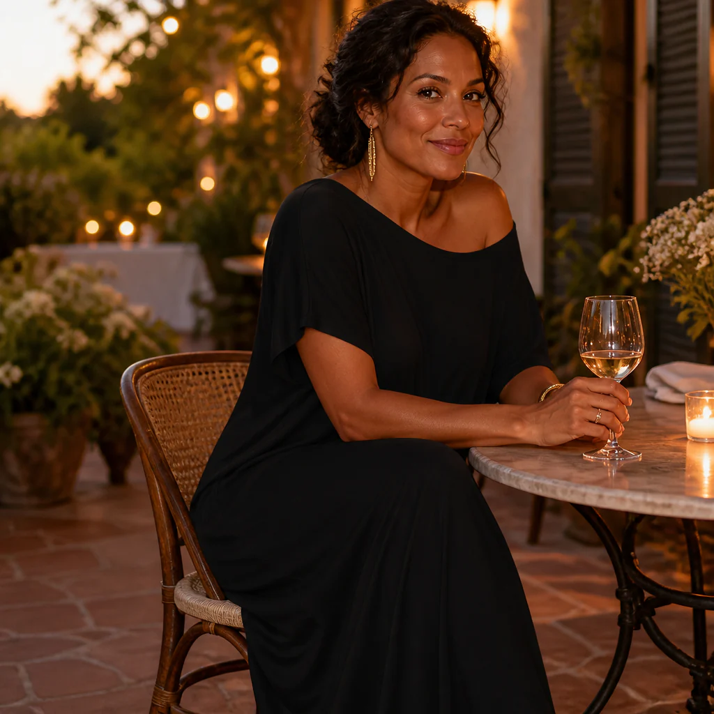 SolariaFlow™ – Relaxed Off-Shoulder Maxi Dress with Hidden Pockets - Image 3