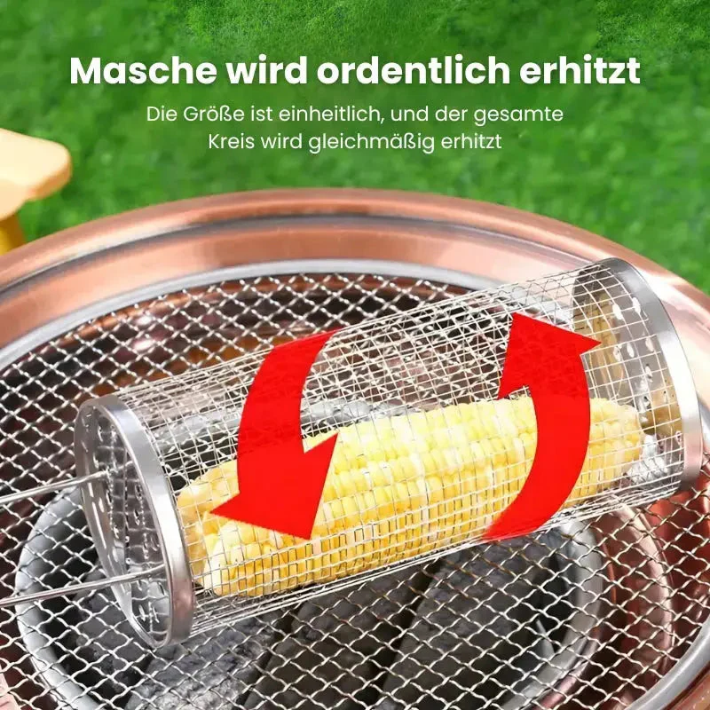 Stainless Metal Grill Basket | Rolling Tray | Suitable for Small Grill Items | GrillRoll - Image 2